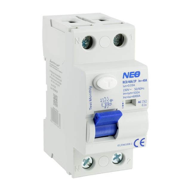 Wyłącznik różnicowoprądowy 1P+N 40A 30mA typ AC RCD/40A/2P 87.842 OPATÓWEK