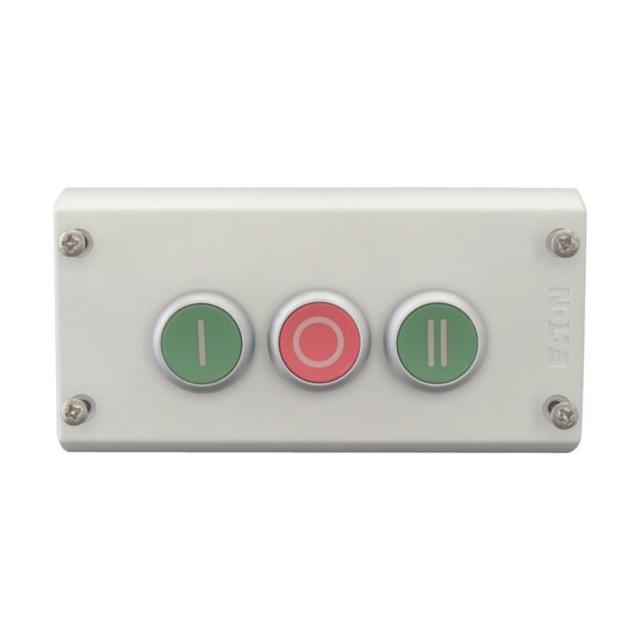 M22-I3-M1 Kaseta sterownicza 3-otworowa z przyciskami zielony/czerwony/zielony IP65 216532 EATON