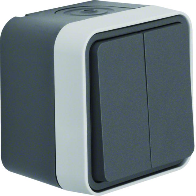 BERKER W.1 Łącznik świecznikowy wspólne zaciski wejściowe kompletny IP55 szary 30753505 HAGER