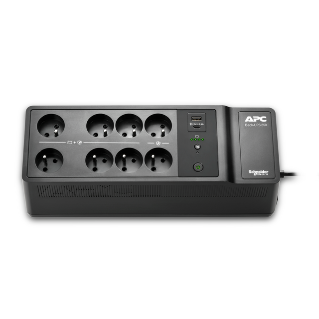 Zasilacz bezprzerwowy APC Back-UPS 850VA/520W, wolnostojący, 230V, 8 gniazdek typ E