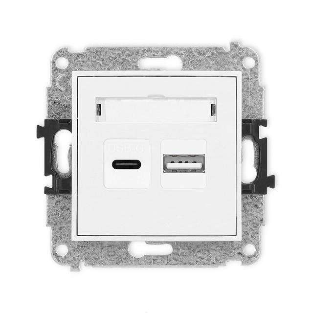ICON Mechanizm ładowarki USB podwójnej USB C + USB A, 20W max. biały mat