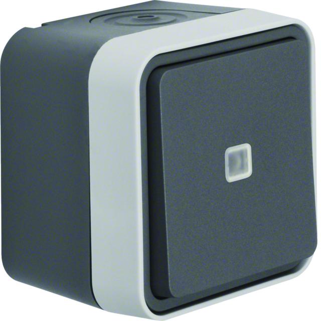 BERKER W.1 Łącznik uniwersalny z podświetleniem kontrolnym kompletny IP55 szary 31763505 HAGER