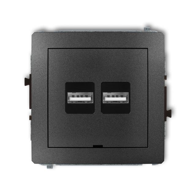 DECO Mechanizm ładowarki USB podwójnej 2xUSB A, 15,5W max., 5V, 3.1A, bez pola opisowego grafitowy