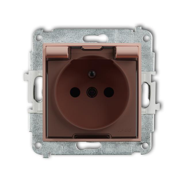 ICON Mechanizm gniazda bryzgoszczelnego z uziemieniem 2P+Z (klapka dymna, przesłony torów prądowych)