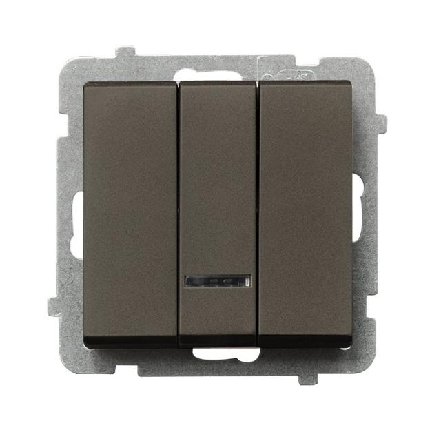 SONATA Łącznik potrójny z podświetleniem niebieskim - kolor czekoladowy metalik