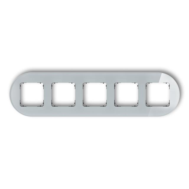 ICON Ramka uniwersalna pięciokrotna okrągła - efekt szkła (ramka: szara; spód: czarny) szary