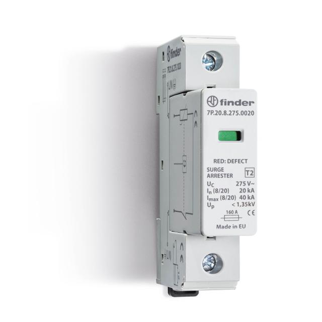 Ogranicznik przepięć SPD Typ 2 (1 warystor). Max 275/350V AC/DC, max prąd wyładowczy 40kA, napięciow