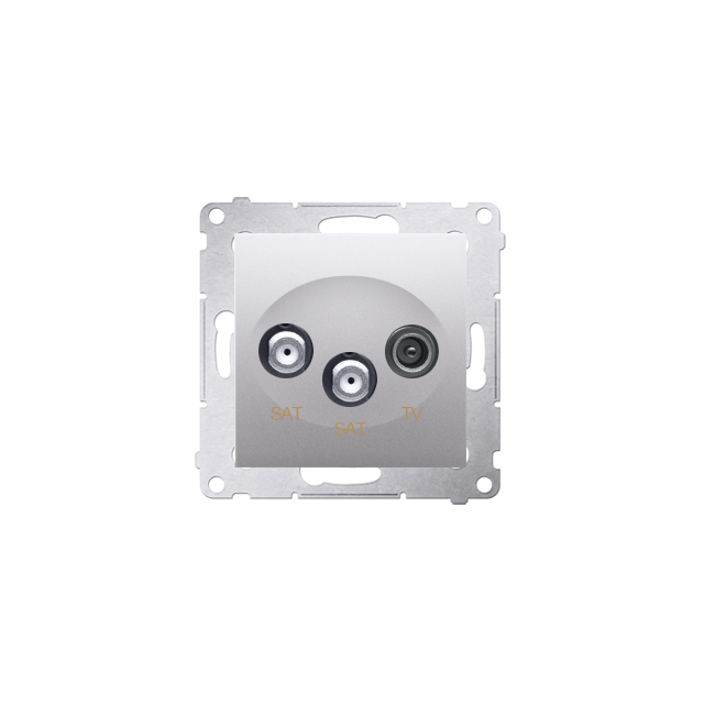Simon 54 Gniazdo antenowe satelitarne podwójne SAT-SAT-RTV srebrny mat