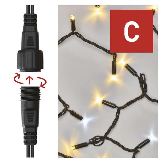 Lampki świąteczne łączone Profi łańcuch 100LED 10m ciepła biel+zimna biel miga czarny timer D2AN01 EMOS