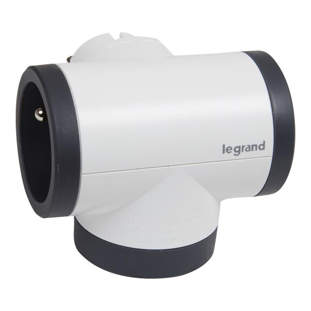 ROZGAŁĘŹNIK OBROTOWY 2X2P+Z, USB A+C - BIAŁY/GRAFITOWY, Legrand