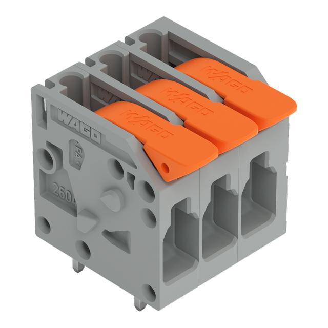 Złączka do płytek drukowanych dźwignia 4mm2 RM 5mm 3-bieg szara /130szt./ 2604-1103 WAGO