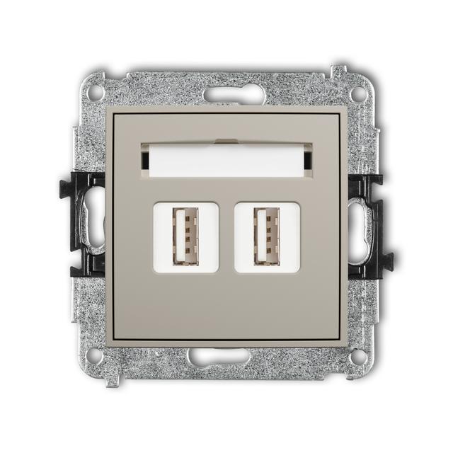 ICON Gniazdo podwójne 2xUSB typ A-A 2.0 taupe 60IGUSB-2 KARLIK