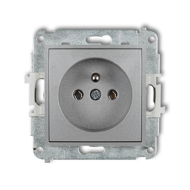 MINI Mechanizm gniazda pojedynczego z uziemieniem 2P+Z (bez przesłon torów prądowych) srebrny metali