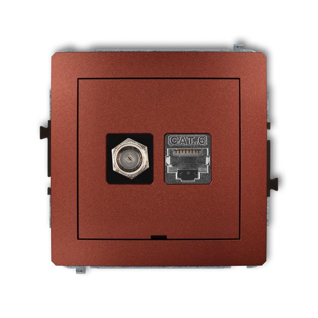 DECO Mechanizm gniazda antenowego poj. typu F (SAT) + gniazda komp. poj. 1xRJ45, kat. 6 ekranowany,