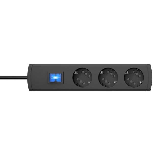 Listwa zasilająca DUOVERSAL plus 3=6, z wyłącznikiem, czarny/antracyt, 1,4 m H05VV-F 3G 1,5 mm2