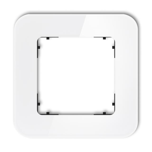 ICON Ramka uniwersalna pojedyncza zaokrąglona - efekt szkła (ramka: biała; spód: czarny) biały