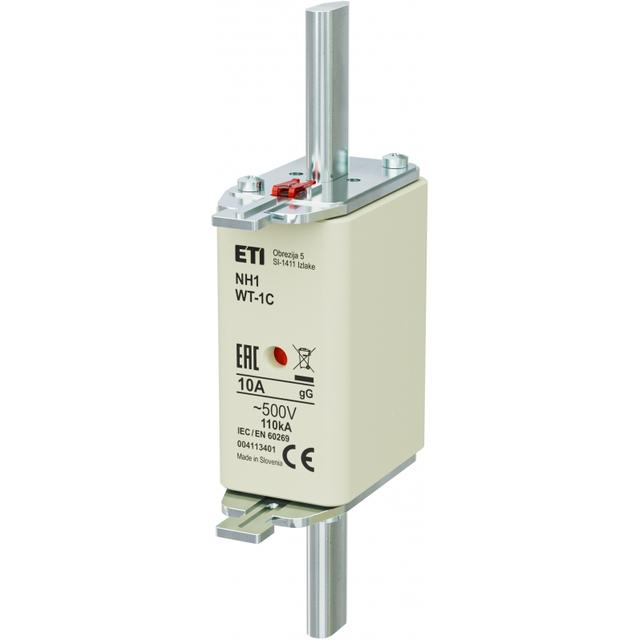 Wkładka topikowa NH zwłoczna KOMBI Pokrywy stalowe NH1 WT-1C gG 10A 500V G 004113401 ETI