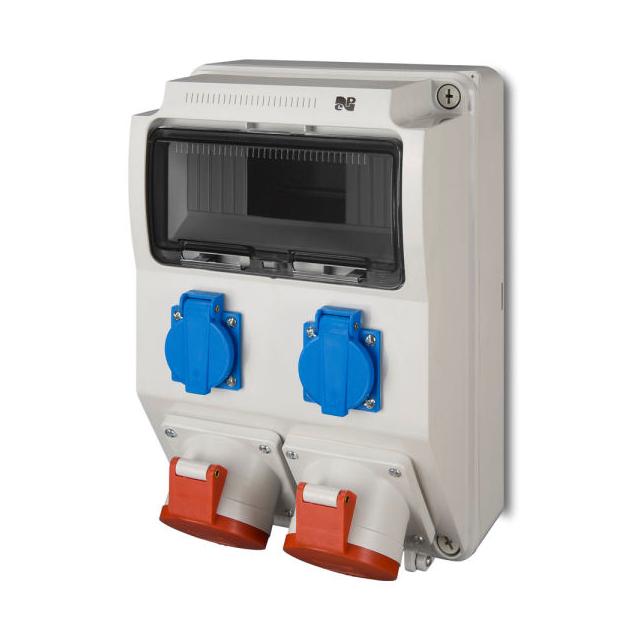 RS 9-mod. 2x2P+Z, 2x3P+N+Z 32A  IP 44 szara