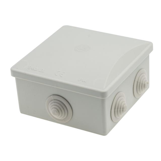 Puszka 80 x 80 x 40 klik, 6 dławików(kwadrat), IP 44