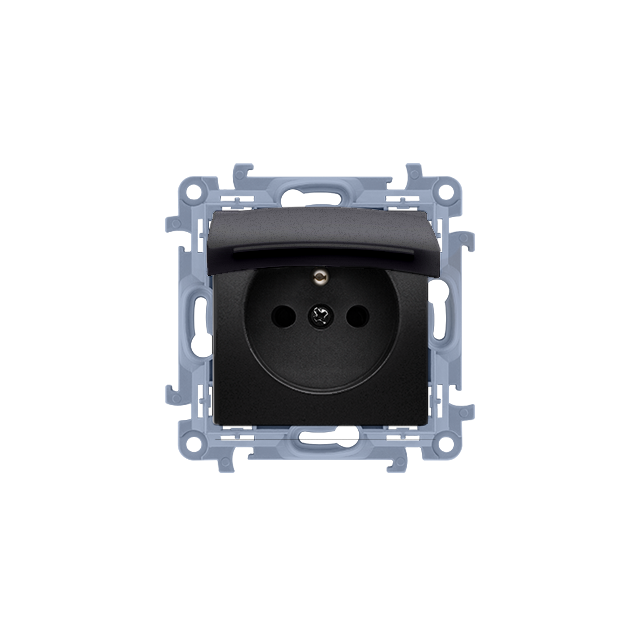 Simon 10 Gniazdo IP44 bez uszczelki z przesłonami klapka w kol. pokrywy 16A szybkozłączka czarny