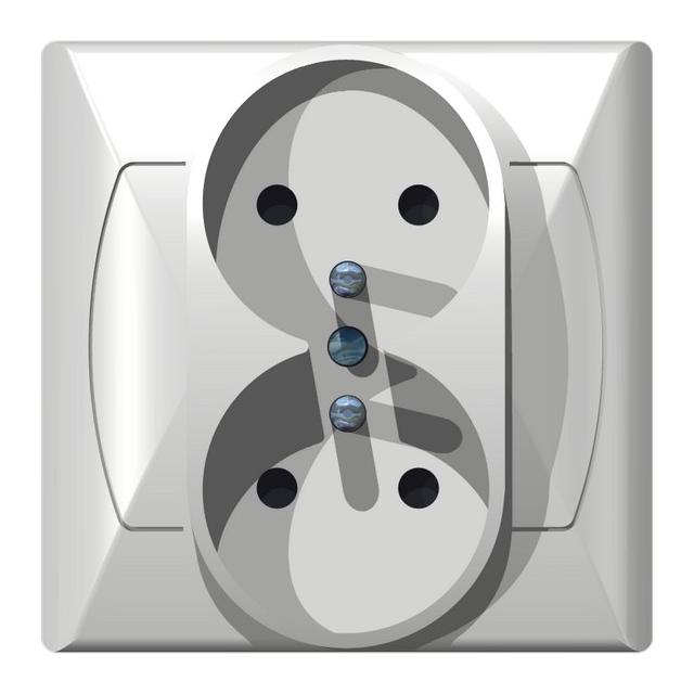 AKCENT Gniazdo podwójne z uziemieniem - kolor biały