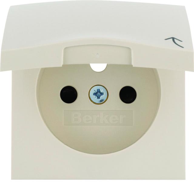 BERKER B.Kwadrat Płytka czołowa z przysłonami styków do gniazda z uziemieniem z pokrywą krem 3965838