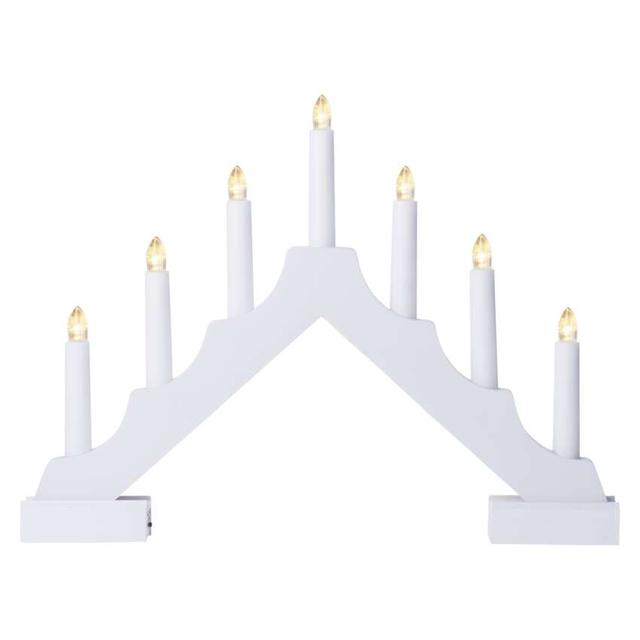Świecznik świateczny biały drewniany 7 LED 29 cm 2x AA ciepła biel IP20 timer DCAW12 EMOS