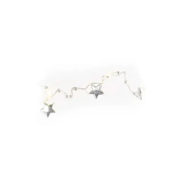 Lampki choinkowe gwiazdki 20 LED 2x AA, ciepła biel, srebrny przewód, IP20, timer