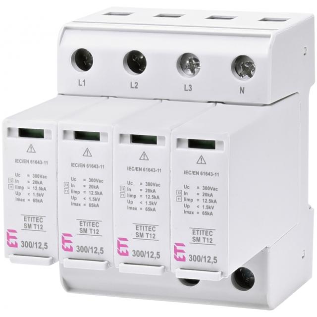 Ogranicznik przepięć T1+T2 (B+C) - bez prądu upływu TEC SM T12 300/12,5 4+0 002440546 ETI