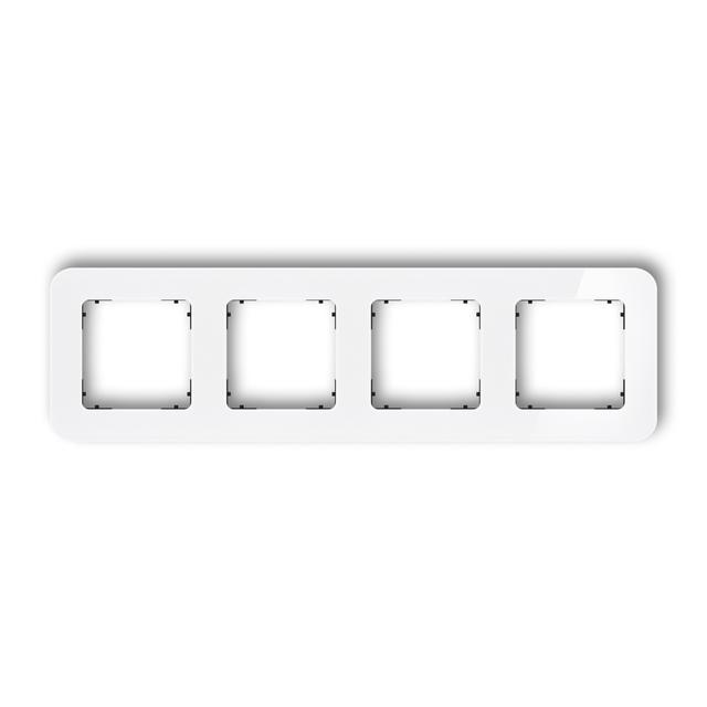 ICON Ramka uniwersalna poczwórna zaokrąglona - efekt szkła (ramka: biała; spód: czarny) biały