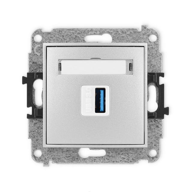 ICON Gniazdo pojedyncze USB A-A 3.0 srebrny metalik 7IGUSB-5 KARLIK