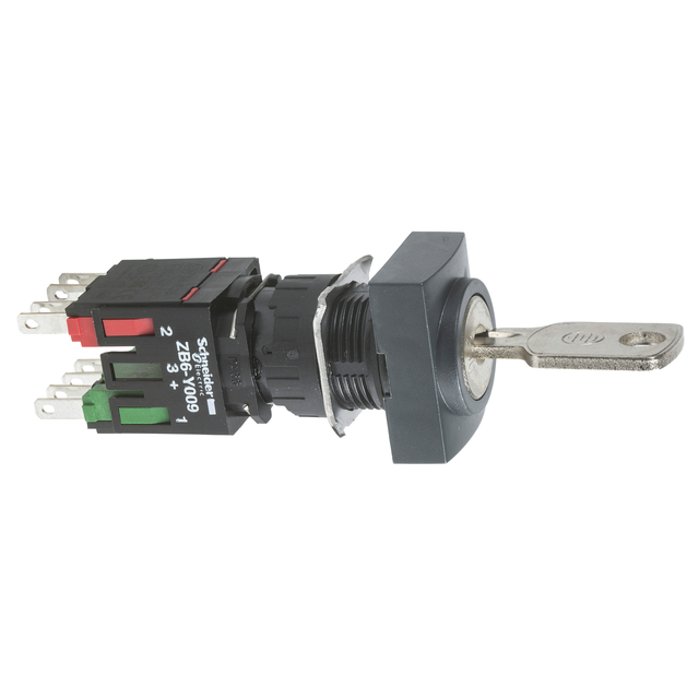 Harmony XB6 Przełącznik z kluczem 2 położeniowy Stabilny Czarny 1Z + 1R 16mm Prostokątny XB6DGC5B Schneider