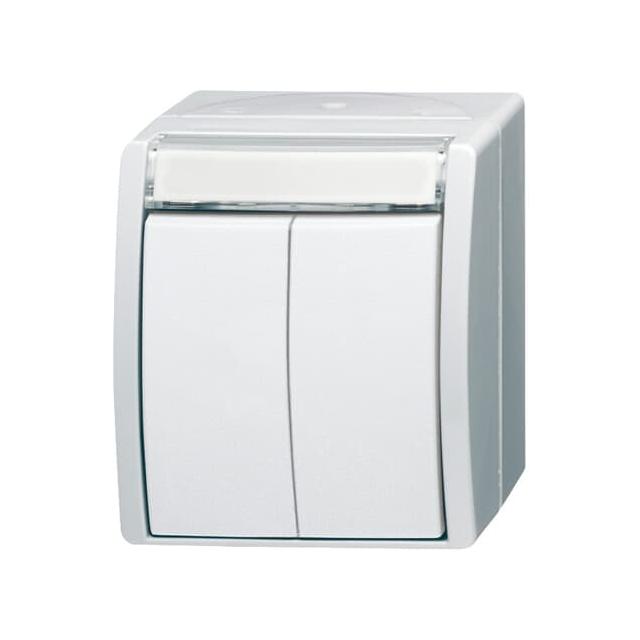 OCEAN Włącznik świecznikowy/podwójny przycisk biały alpejski