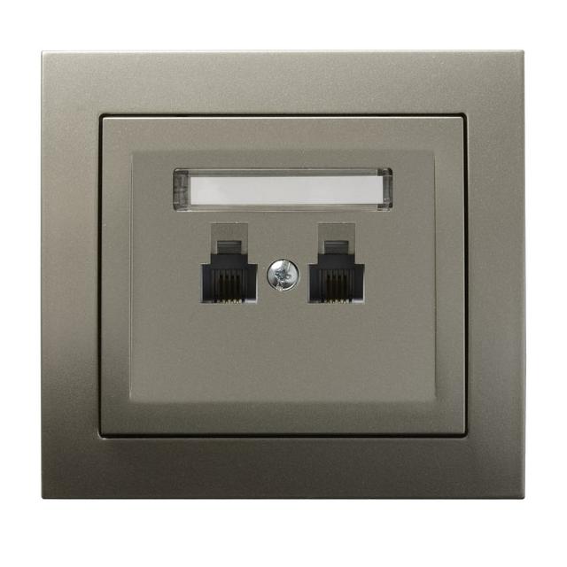 KIER Gniazdo telefoniczne podwójne równoległe - kolor satyna light