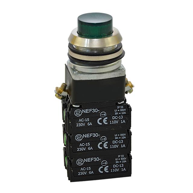 Przycisk NEF30-WL3X3Y/24V zielony