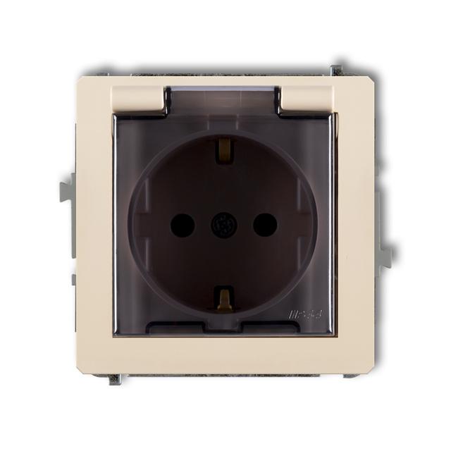 DECO Mechanizm gniazda bryzgoszczelnego z uziemieniem SCHUKO 2P+Z (klapka dymna, przesłony torów prą