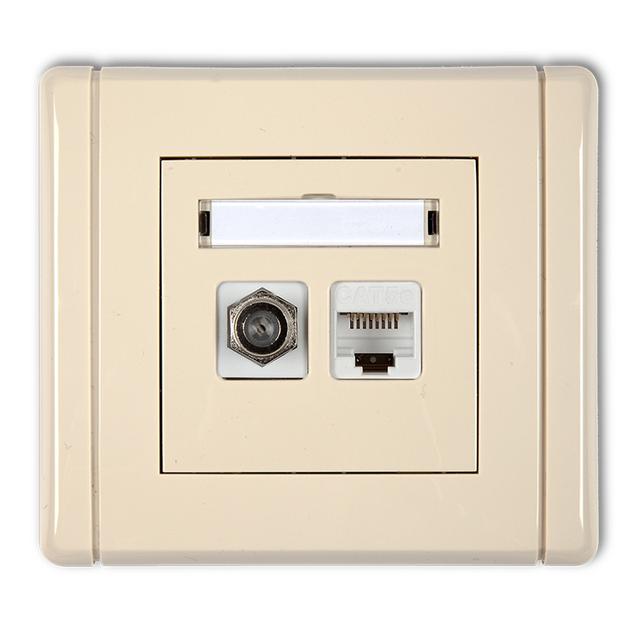 FLEXI Gniazdo antenowe poj. typu F (SAT) + gniazdo komp. poj. 1xRJ45, kat. 6 ekranowane, 8-stykowe b