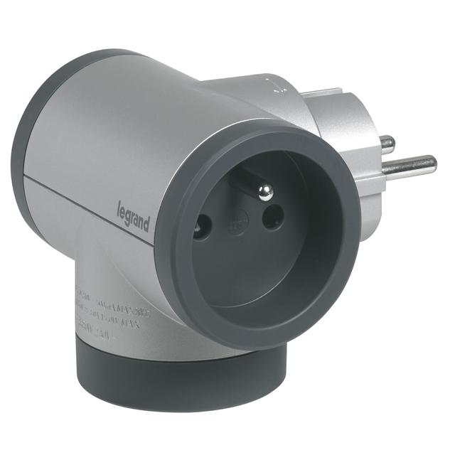 ROZGAŁĘŹNIK OBROTOWY 2X2P+Z, USB A+C - ALUMINIUM/GRAFITOWY, Legrand