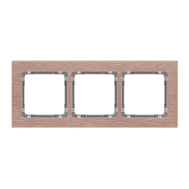 DECO Ramka uniwersalna potrójna - aluminium szczotkowane (ramka: kolor miedziany; spód: grafitowy) m