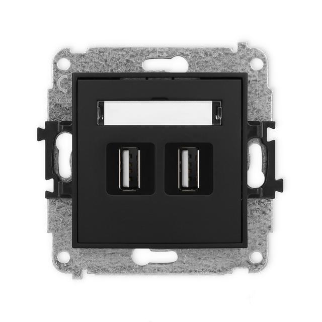 ICON Gniazdo podwójne 2xUSB A-A 2.0 czarny mat 12IGUSB-2 KARLIK
