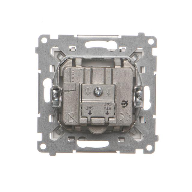 Simon 55 Gniazdo antenowe satelitarne podwójne SAT-SAT-RTV 2x Wejście: 5 MHz÷2,4 GHz Aluminium mat TASK2.01/143 KONTAKT