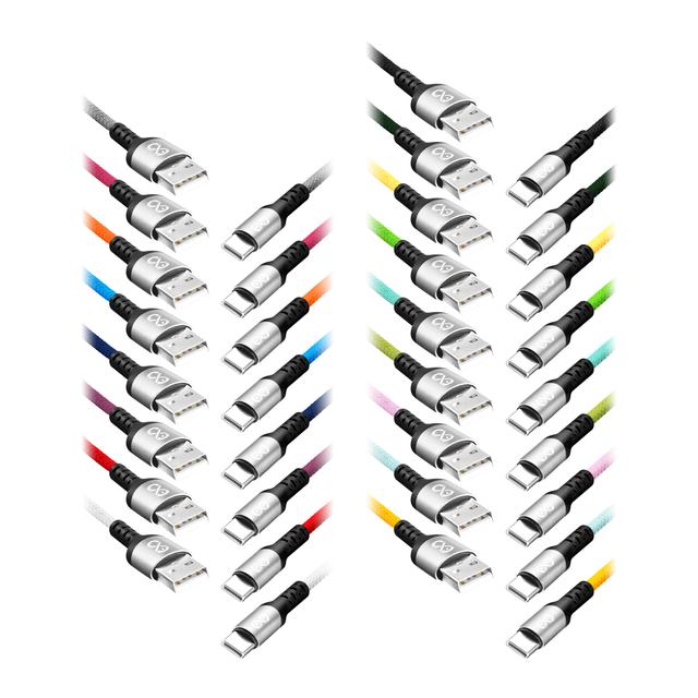 Kabel USB - USB-C eXc BRAID 1.2M (3A szybkie ładowanie) kolor mix CABEXCBRAIUSBC1.2MIX ORNO
