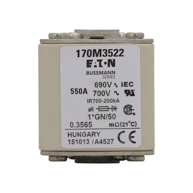 FUSE 550A 690V 1*GN/50 AR UC Wkładka szybka 550A AC 690V rozmiar 1 45x59x51 mm aR I 170M3522 EATON