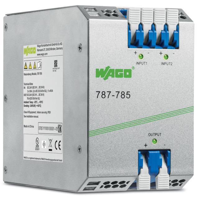 moduł redundancyjny EPSITRON® wyposażony w diody 24 V DC, 40 A WAGO
