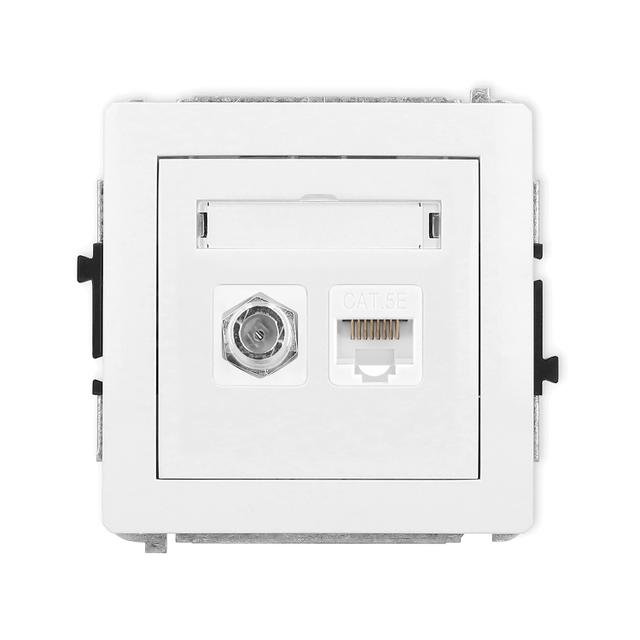 DECO Mechanizm gniazda antenowego poj. typu F (SAT) + gniazda komp. poj. 1xRJ45, kat. 5e, 8-stykowy