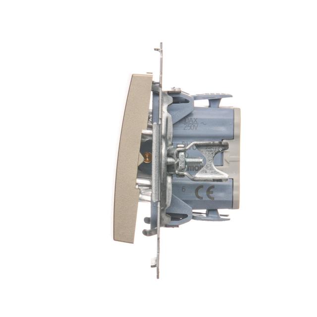 Simon 54 Łącznik schodowy z podświetleniem LED 10A 250V szybkozłączka złoty mat DW6L.01/44 KONTAKT
