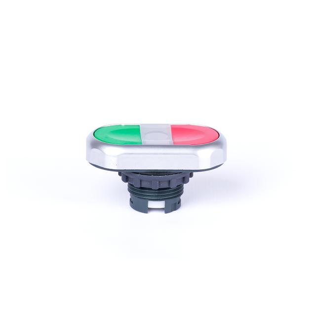 Ex9P1 DI gr Dwukolorowy przycisk z główkami z samopowrotem możliwość podświetlenia ziel+czer