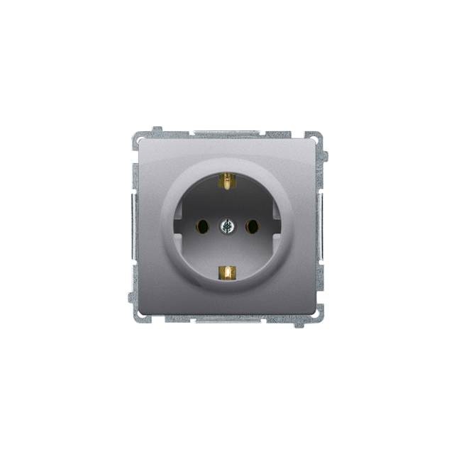 Simon Basic Gniazdo wtyczkowe z uziemieniem Schuko 16A 250V zaciski śrubowe stal inox BMGSZ1.01/21 BMGSz1.01/21 KONTAKT