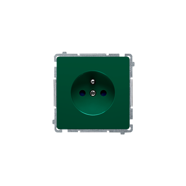 Simon Basic Gniazdo wtyczkowe z uziemieniem z przesłonami torów prądowych 16A 250V zaciski śrubowe zielone BMGZ1Z.01/33 BMGZ1z.01/33 KONTAKT