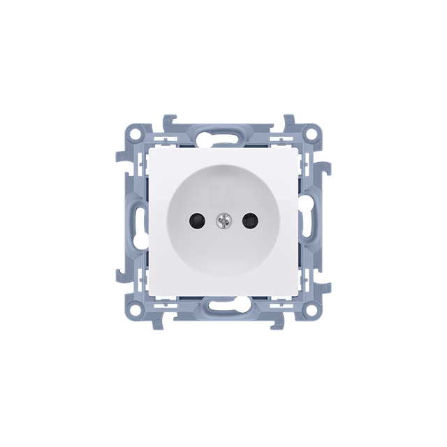Simon 10 Gniazdo bez uziemienia pojedyncze 16A z. śrub. biały